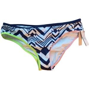 Victoria’s Secret Chevron Hipster Bikini Bottom Neon Trim Blue S NWT